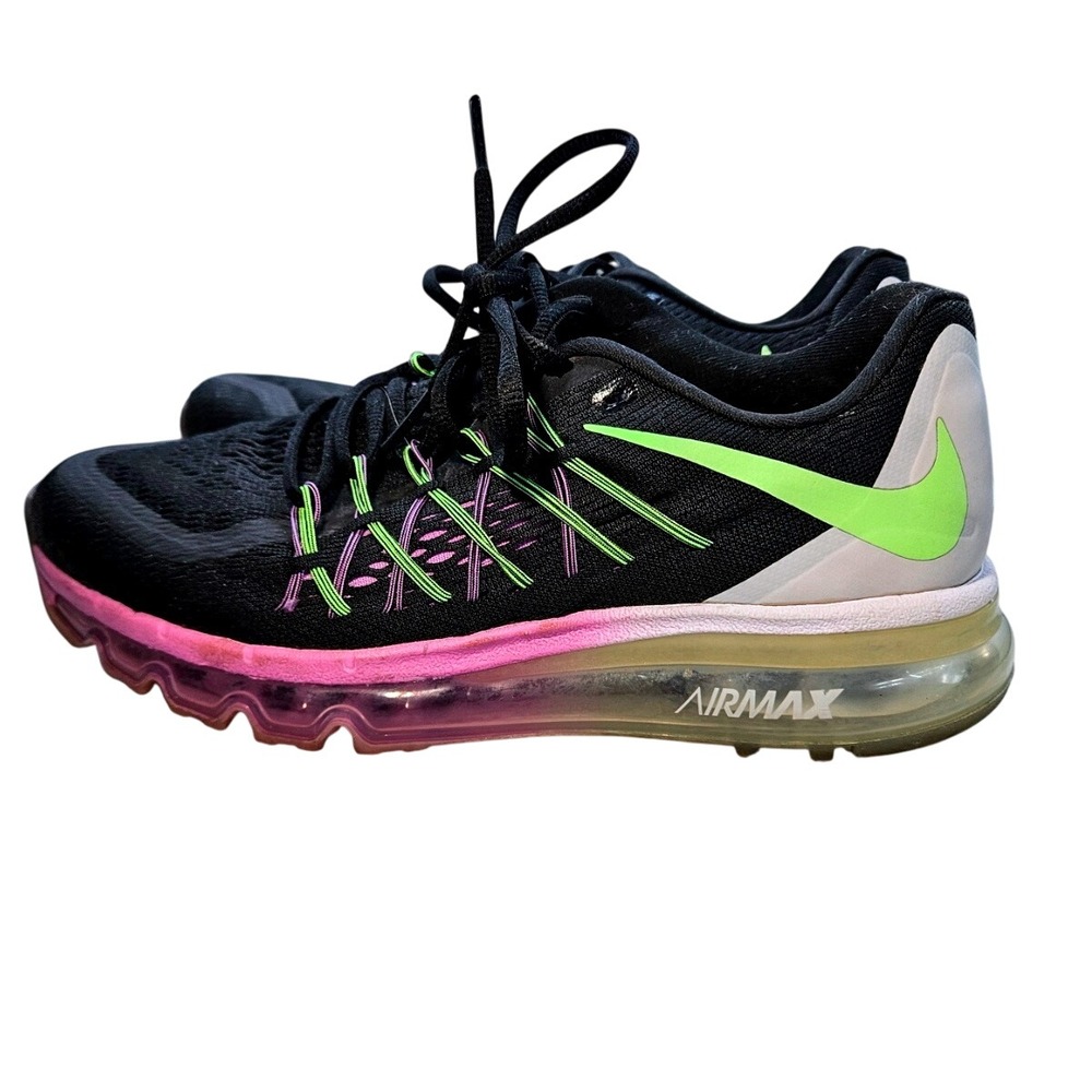 Nike Air Max 2015 Women's Running‎ Shoes 7.5 Sneakers Black Pink Green #382